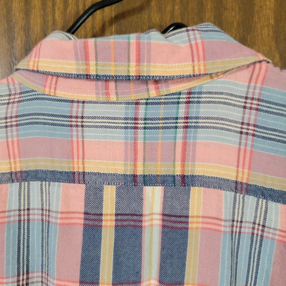 🎉🌟 HOST PICK 🎉🌟Chaps Denim  Ralph Lauren Pink and Blue Plaid Shirt Size L - Picture 7 of 7